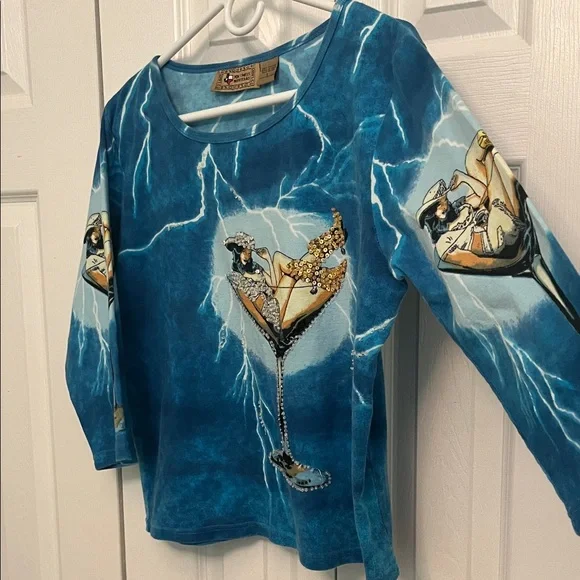 Don’t mess with Texas Blue Graphic Women's Top large - Picture 3 of 5